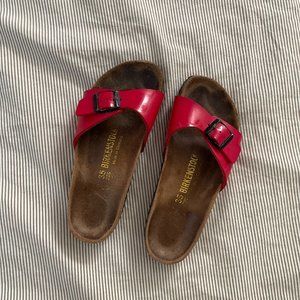 Red Patent Leather, One Strap Birkenstocks